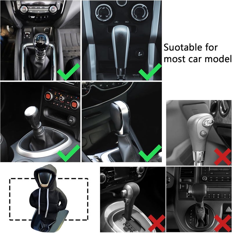 vvag Gear Shift Hoodie,Universal Shift Knob Hoodie, 4.7 Inch Car Shifter Stick Protector Decoration, Funny Hoodie Car Gear Shift Cover, Auto Interior Accessories Shifter Hoodie (Black) - Image 4